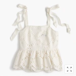 J.Crew Tie-shoulder eyelet top
